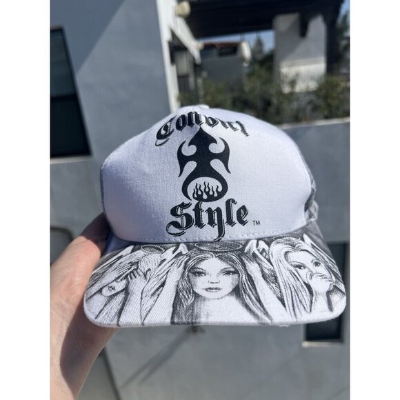 RARE Convict Style hand-drawn white gray cap streetwear skater vintage Y2K - Picture 8 of 9